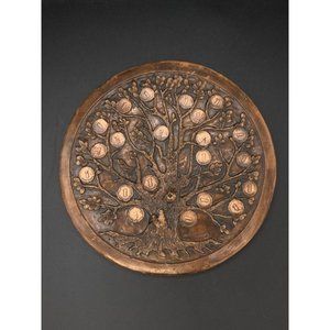 Wachskunststube Round Tree Wall Plaque With German Pfennig 1 Coins